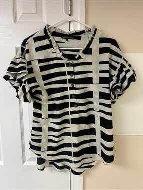 Collective Clothing Striped Blouse Short Sleeves